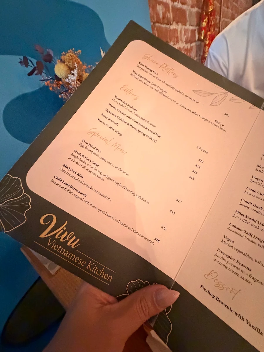 Menu, ViVu Vietnamese Kitchen