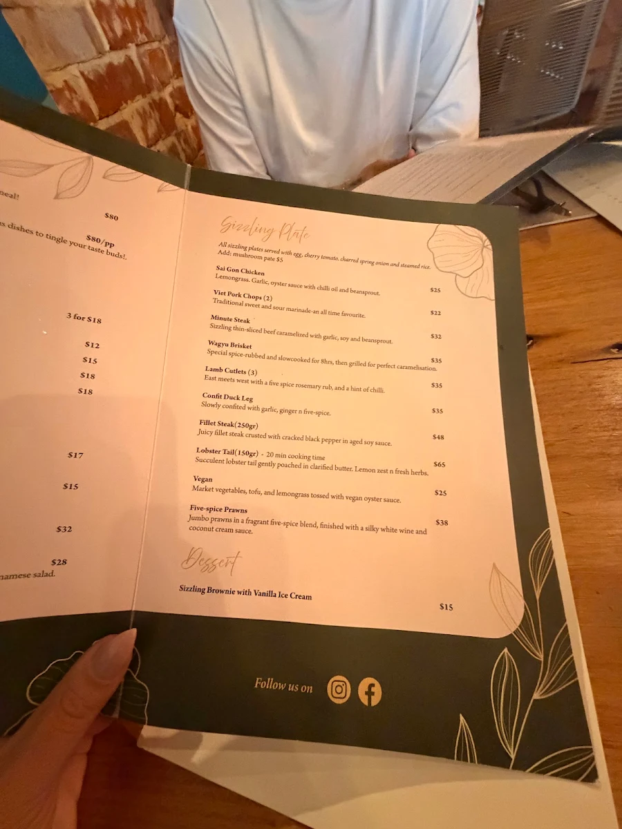 Menu, ViVu Vietnamese Kitchen