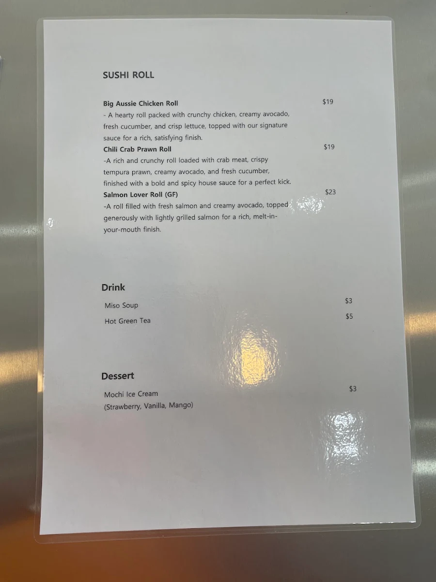Menu, sushi fresh 7
