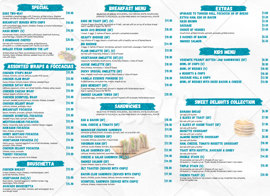 Menu, Four Seasons Café
