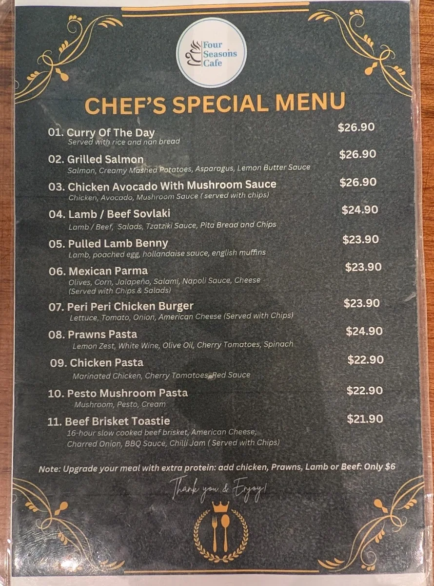 Menu, Four Seasons Café