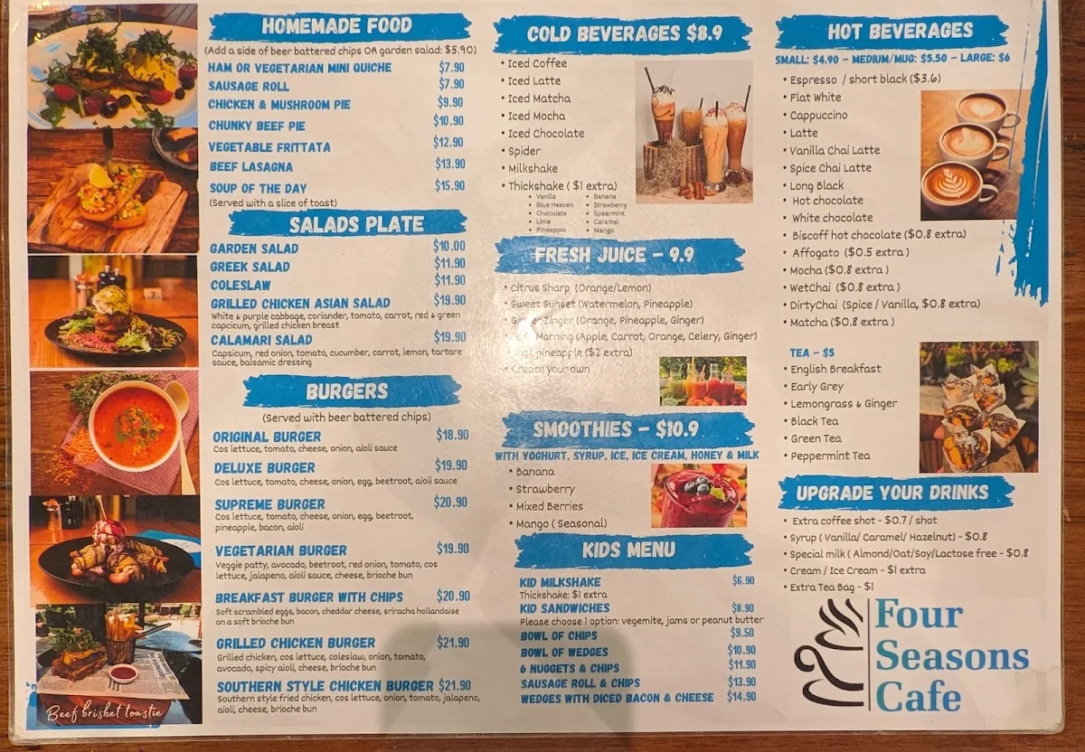 Menu, Four Seasons Café