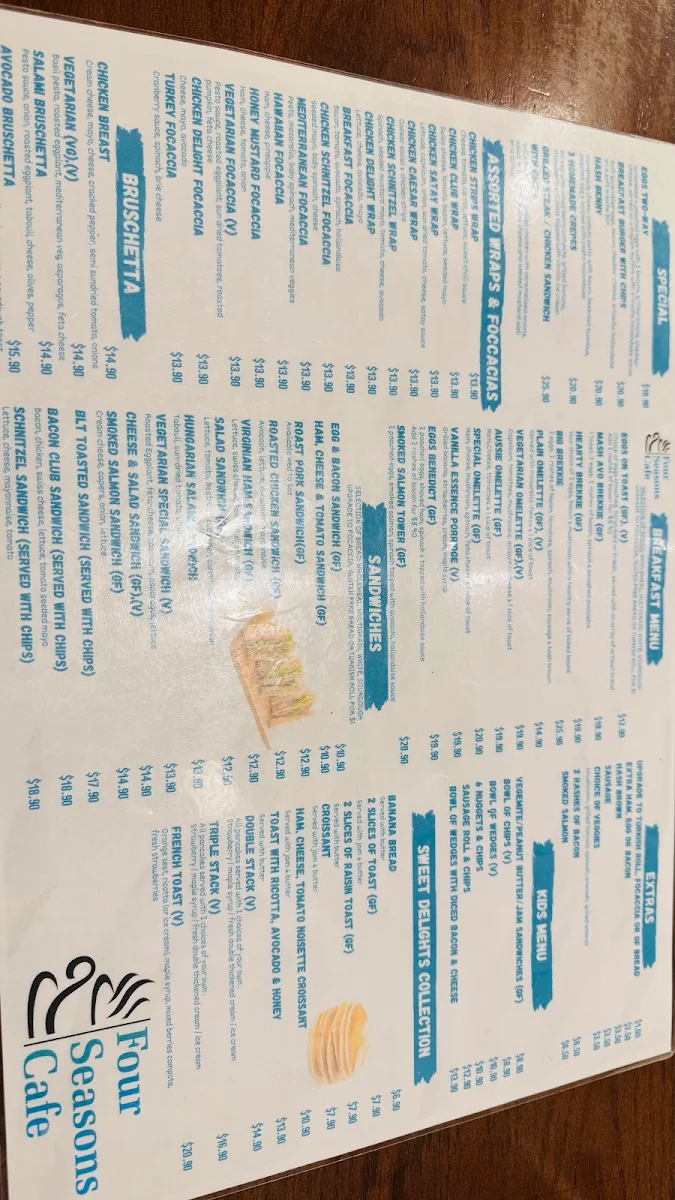 Menu, Four Seasons Café