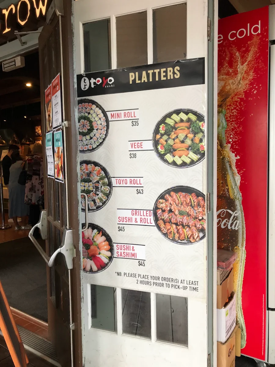 Menu, Toyo Sushi
