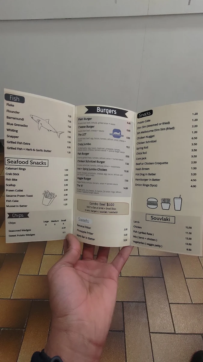 Menu, The Blue Wave Fish & Chips