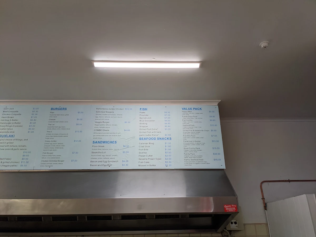 Menu, The Blue Wave Fish & Chips