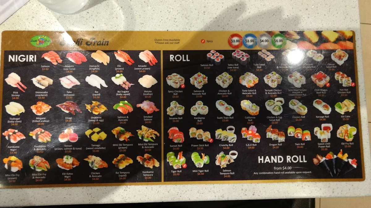 Menu, Sushi Train Treasure Cove