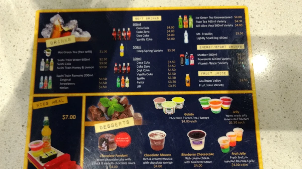Menu, Sushi Train Treasure Cove