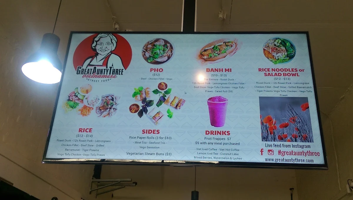 Menu, Great Aunty Three