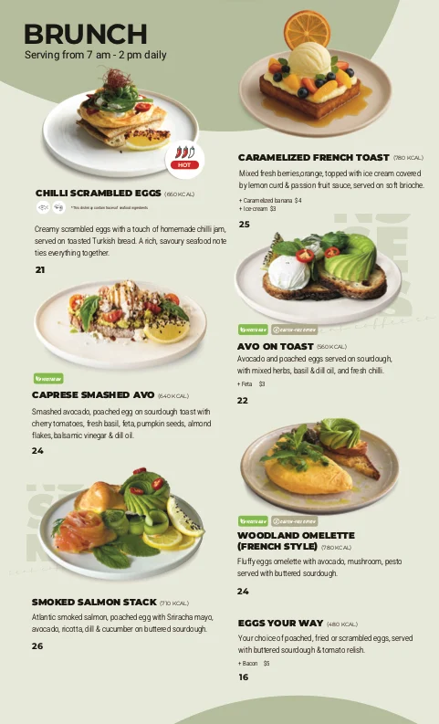 Menu, Sens Coffee Co.