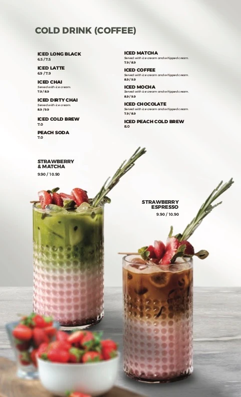 Menu, Sens Coffee Co.