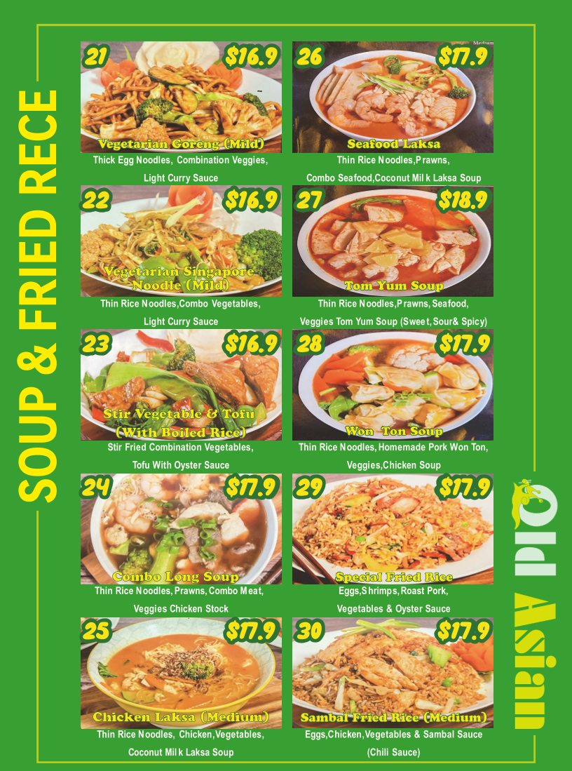 Menu, Good Asian