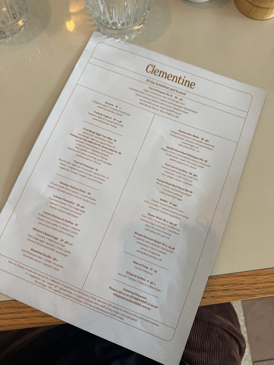 Menu, Clementine