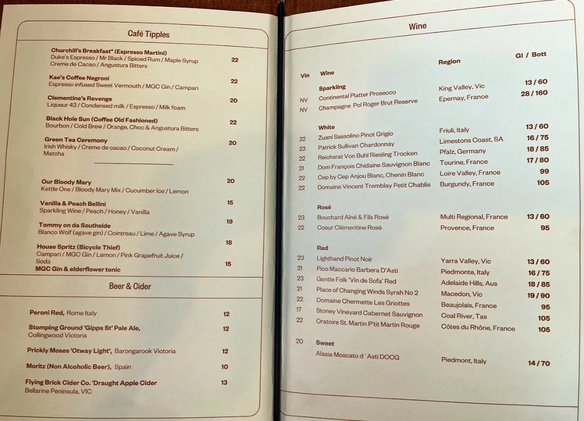 Menu, Clementine