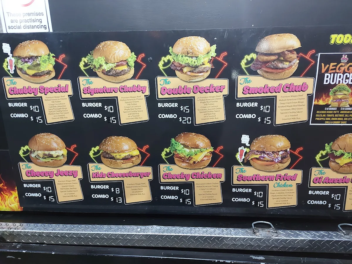 Menu, Chubby Buns Burgers Lansvale