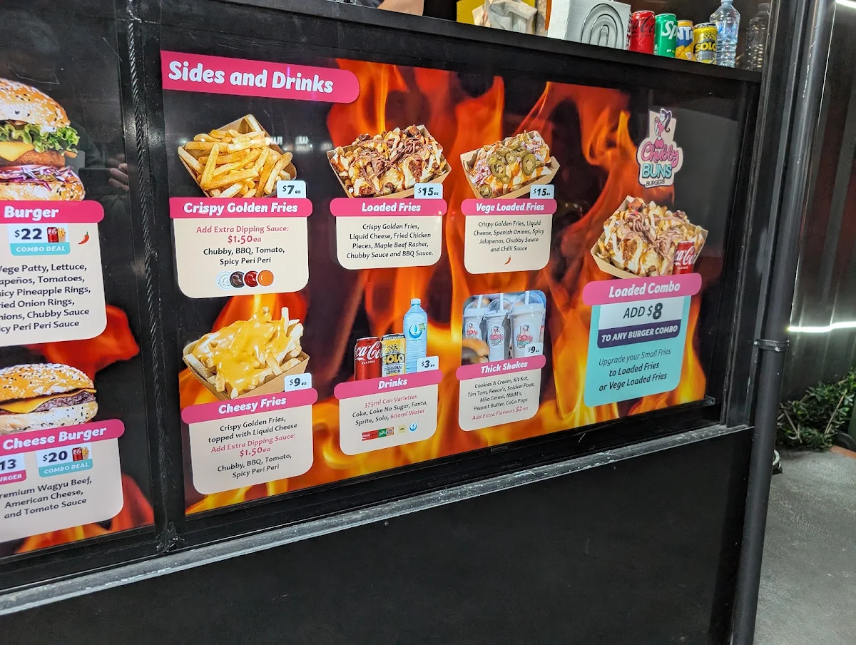 Menu, Chubby Buns Burgers Lansvale