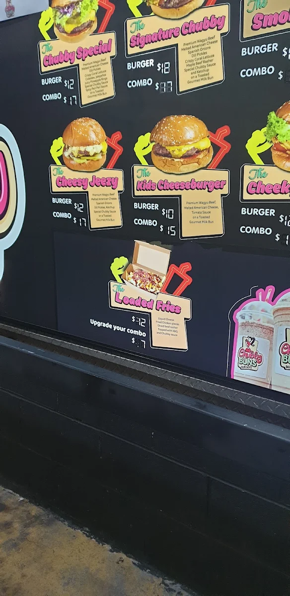 Menu, Chubby Buns Burgers Lansvale