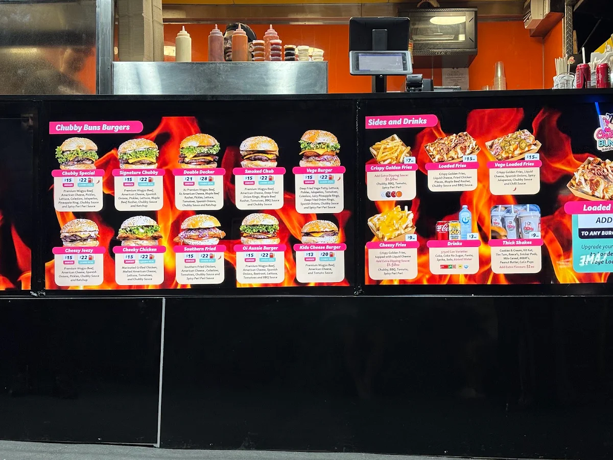 Menu, Chubby Buns Burgers Lansvale