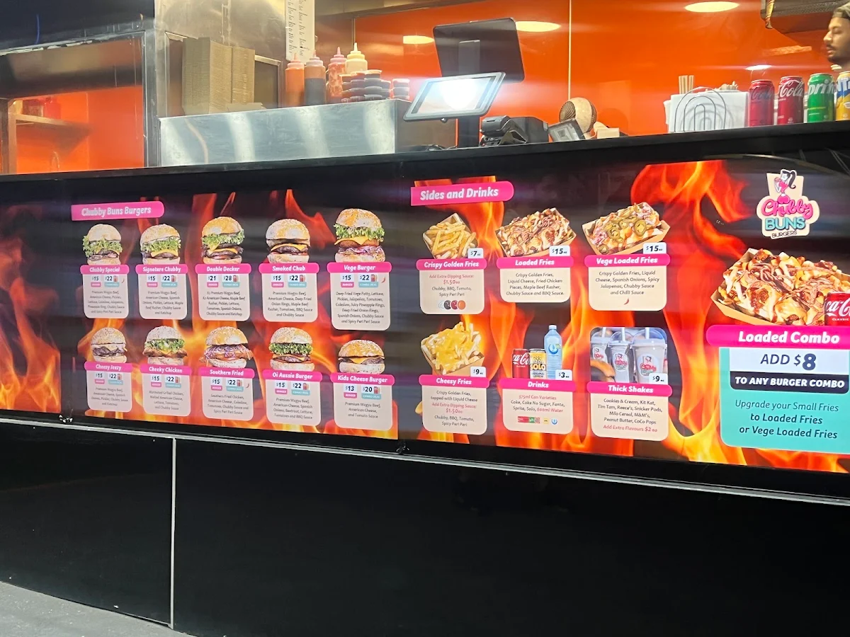 Menu, Chubby Buns Burgers Lansvale