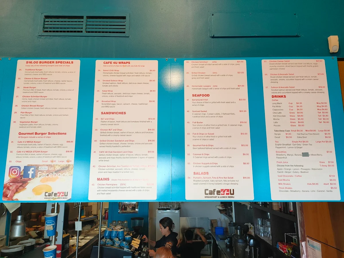 Menu, CAFE 4 U