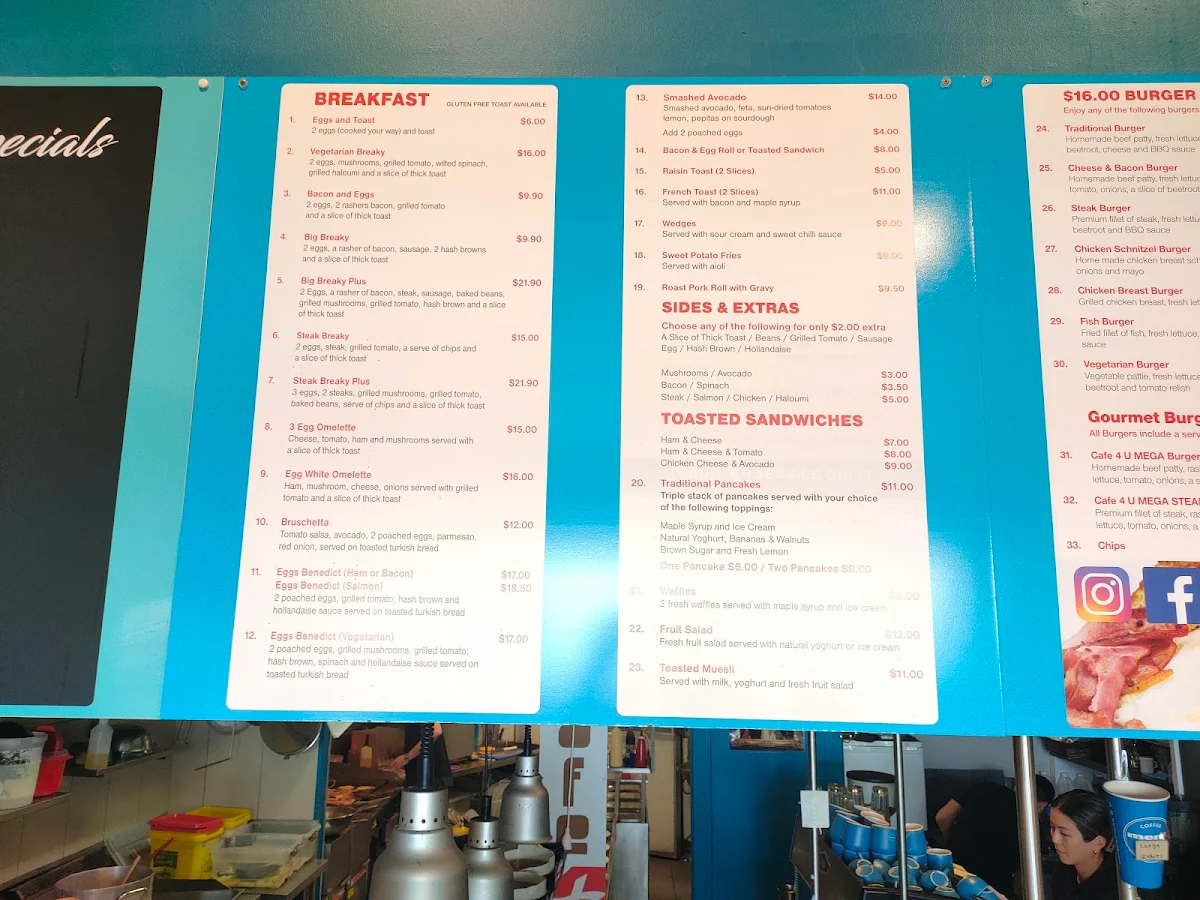 Menu, CAFE 4 U