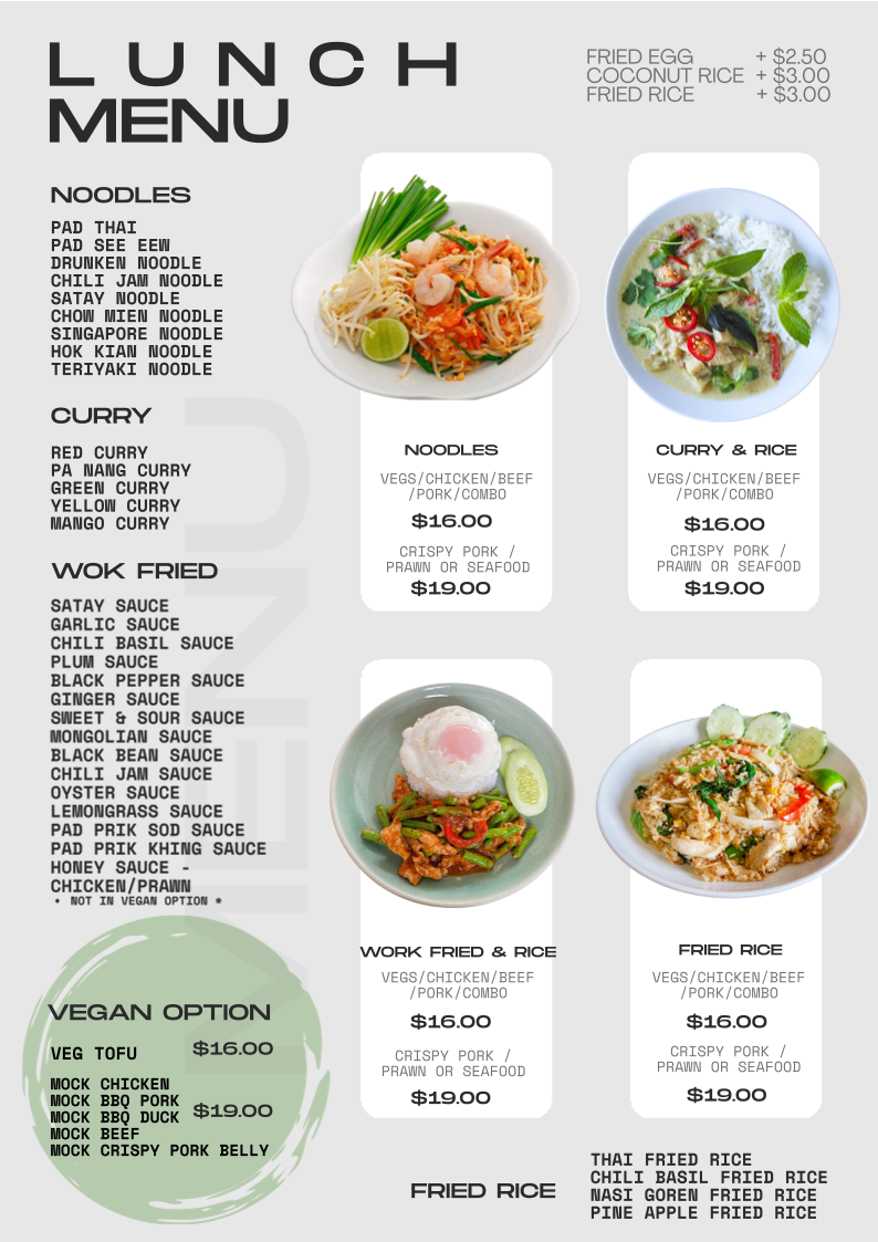 Menu, Taste Of Asia Wollongong