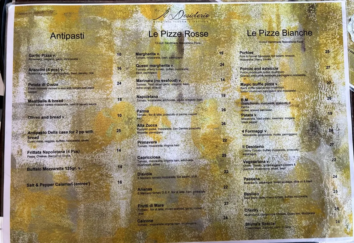 Menu, Il Desiderio