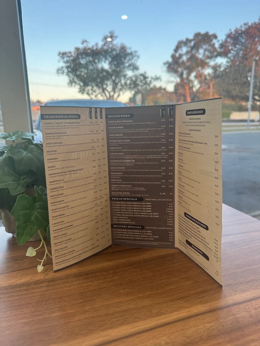 Menu, Wanneroo Pizza