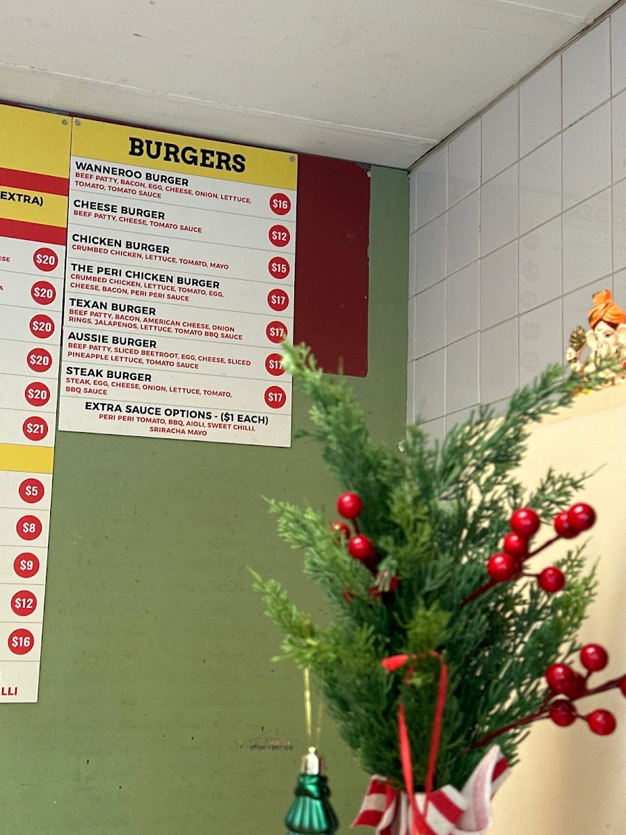 Menu, Wanneroo Pizza