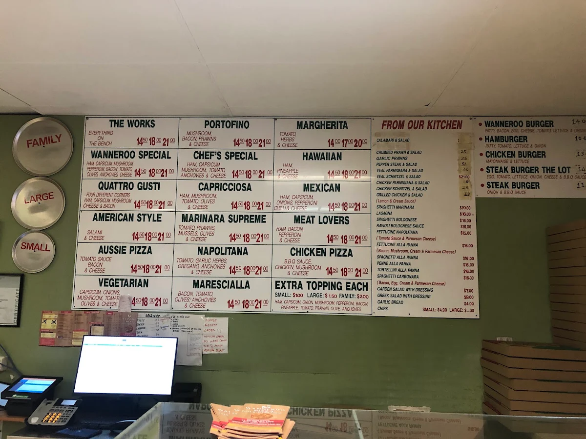 Menu, Wanneroo Pizza