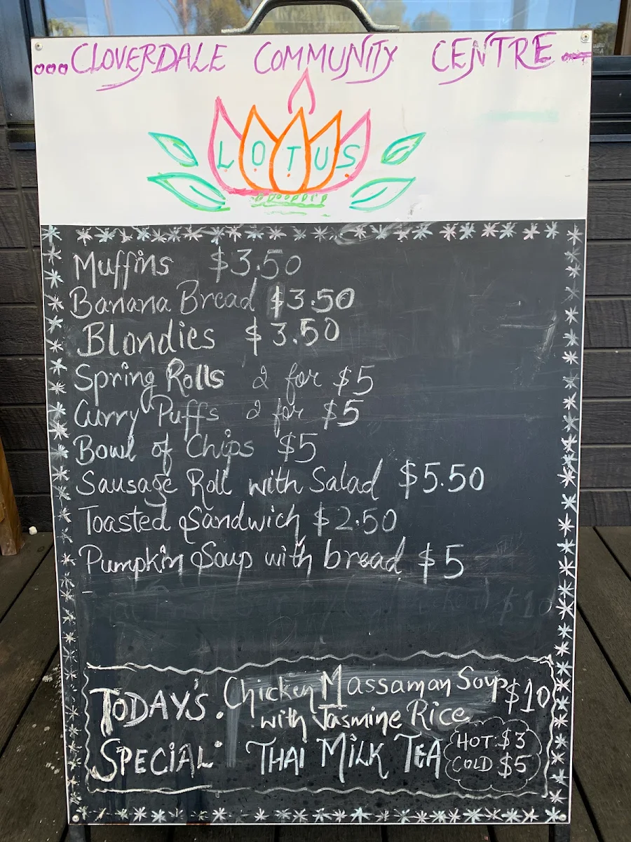 Menu, Lotus Cafe @ Cloverdale