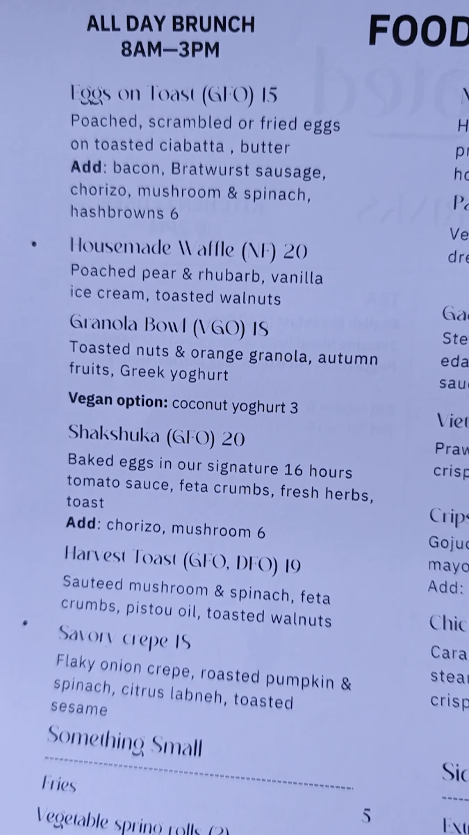 Menu, Plated Cafe Fremantle