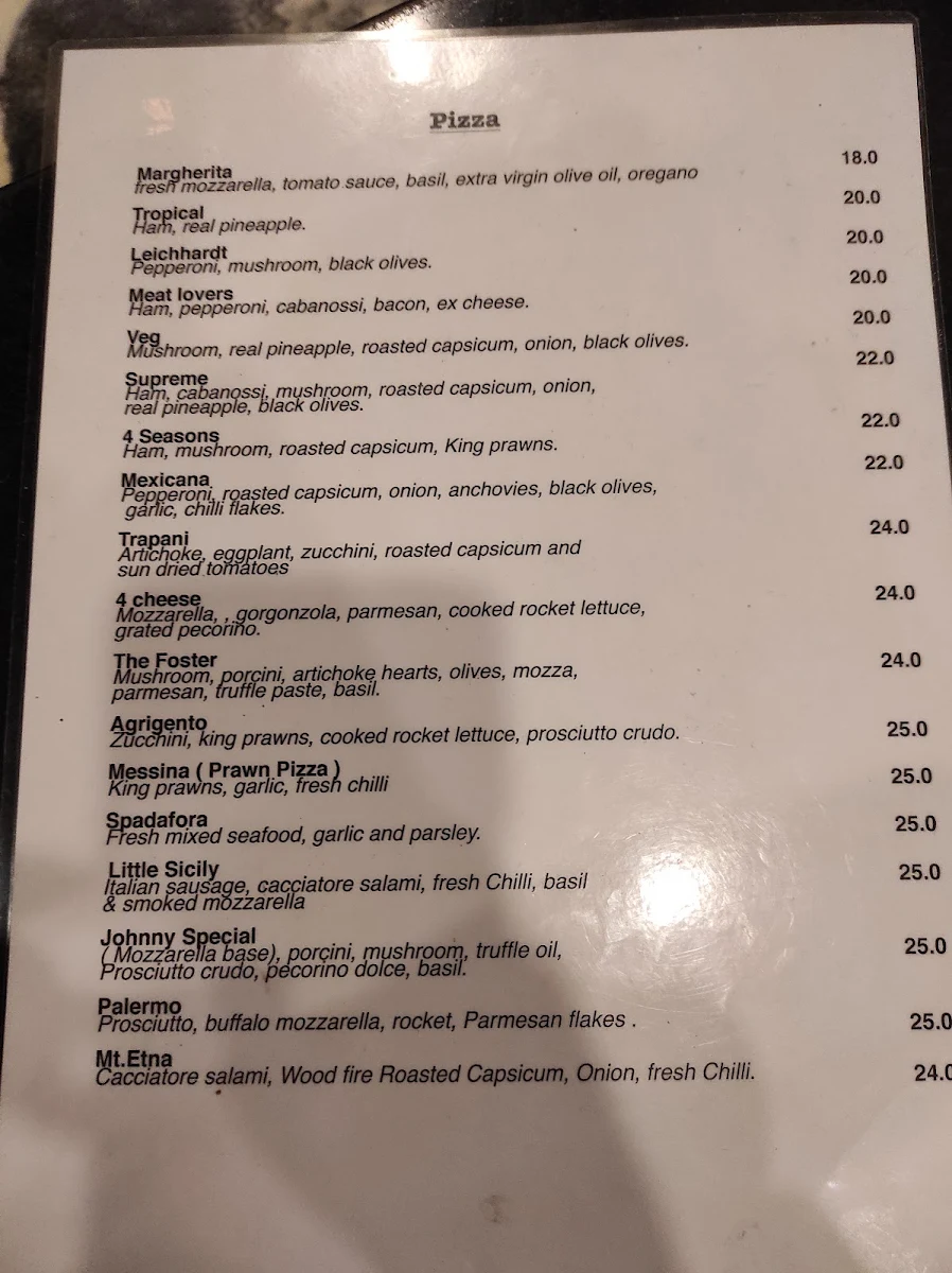 Menu, Little Sicily Ristorante