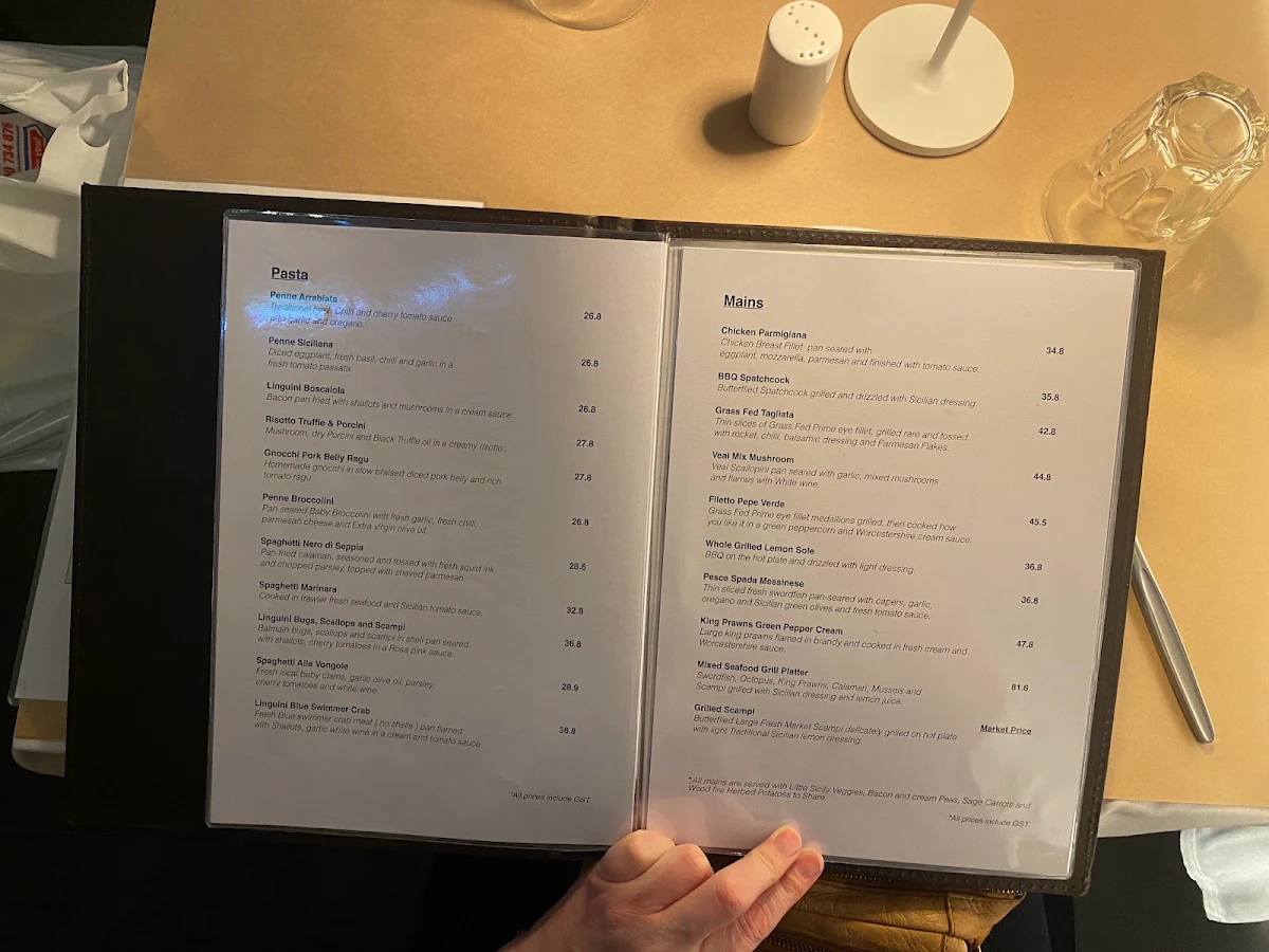 Menu, Little Sicily Ristorante