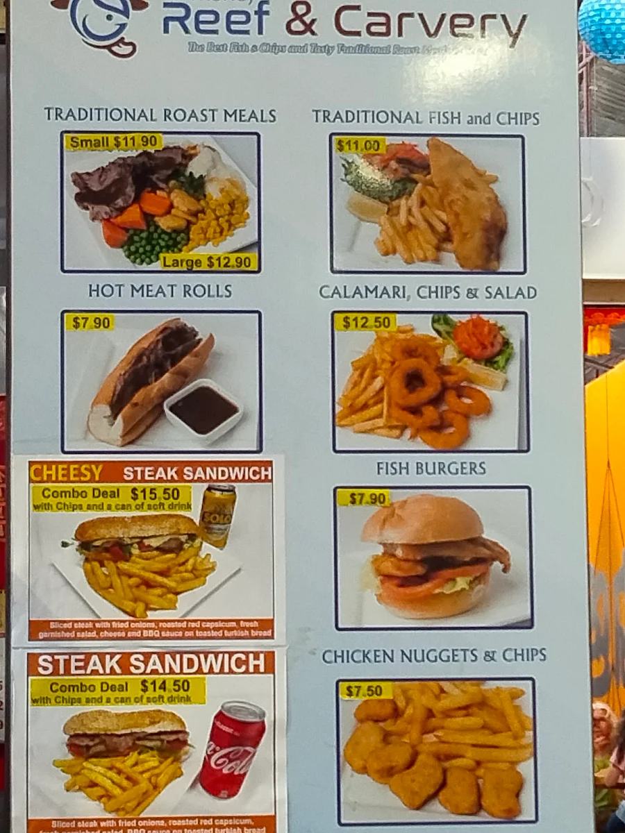 Menu, Morley Reef & Carvery