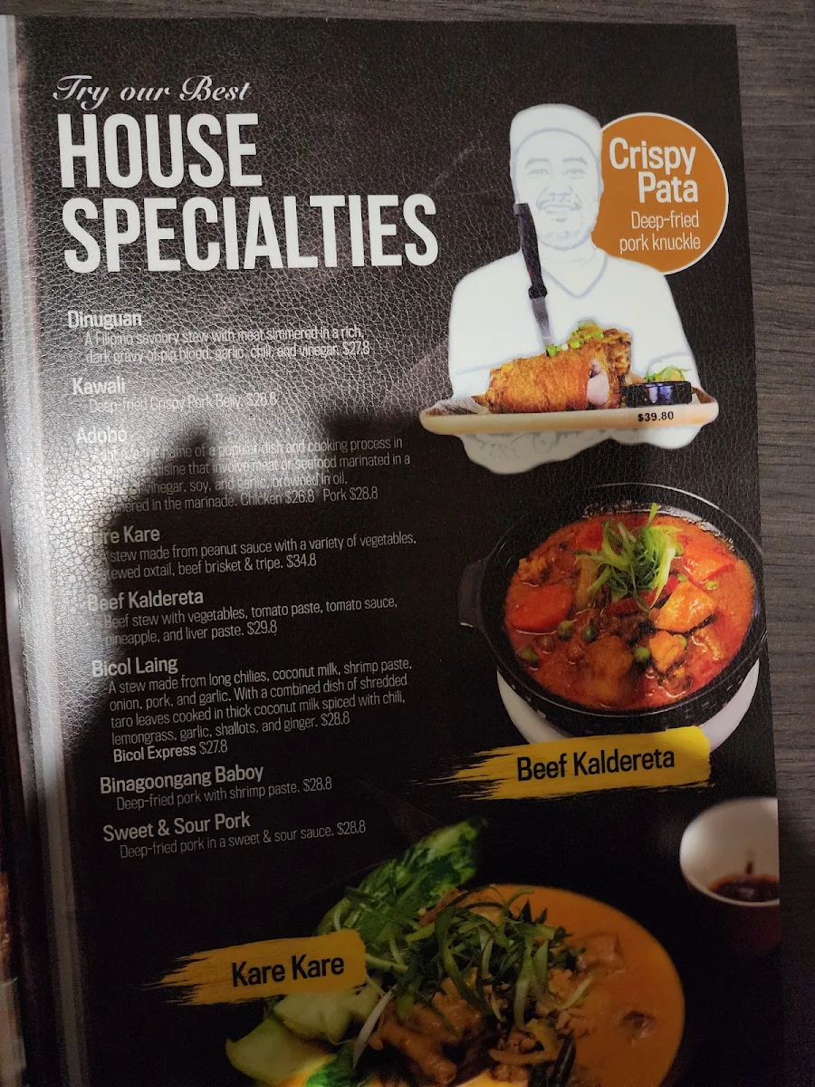 Menu, Kubo's Bar And Grill