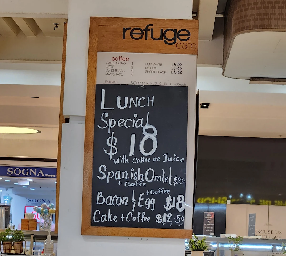 Menu, Refuge Cafe