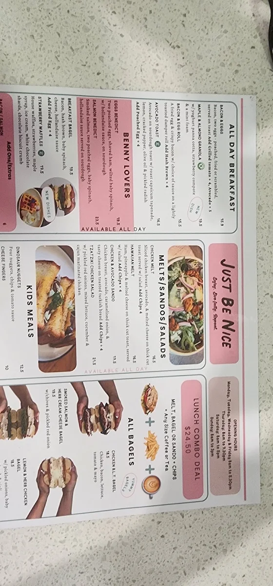 Menu, JBN Cafe