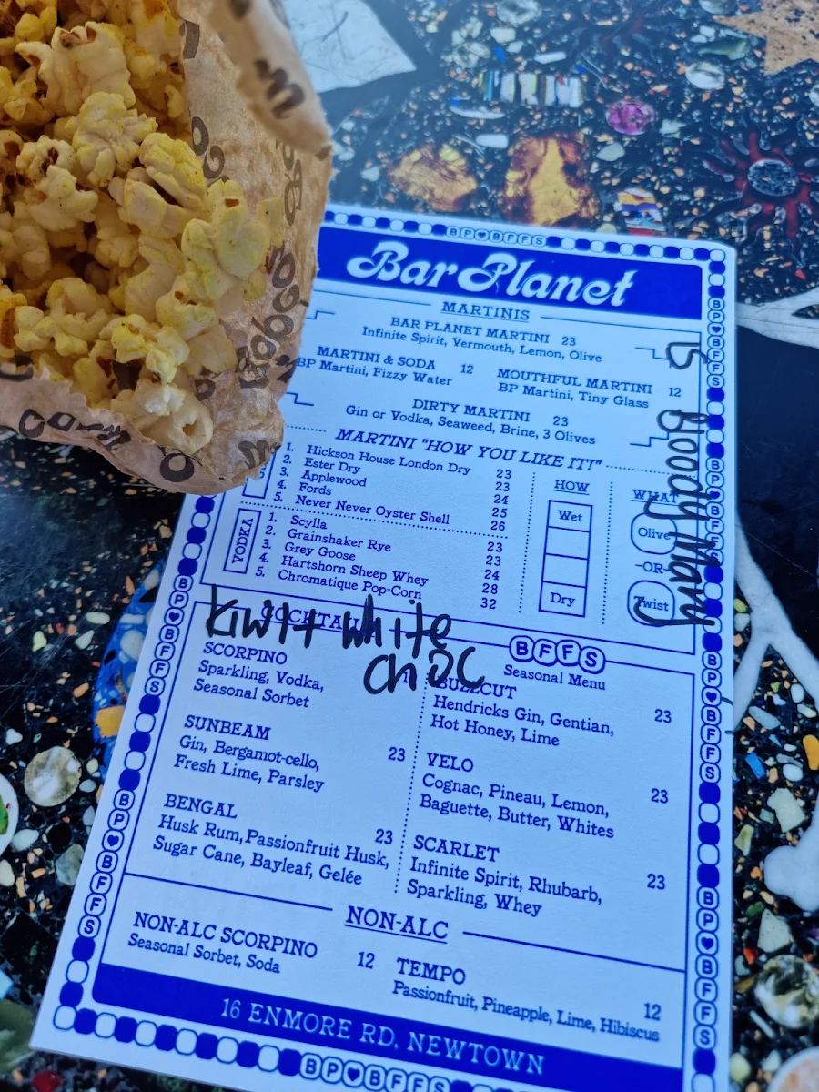 Menu, Bar Planet
