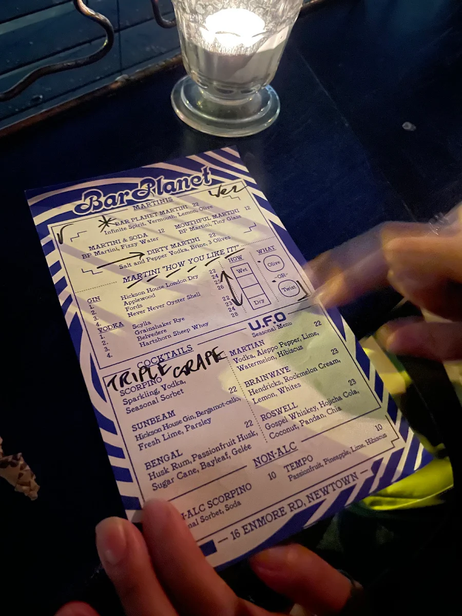 Menu, Bar Planet