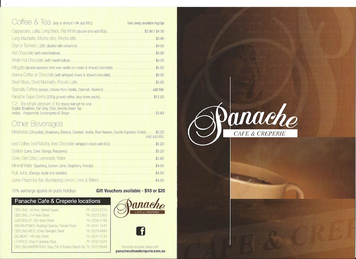 Menu, The Queenscliff Creperie