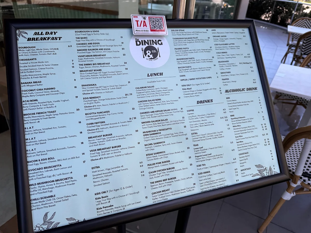 Menu, The Dining & Co Mascot