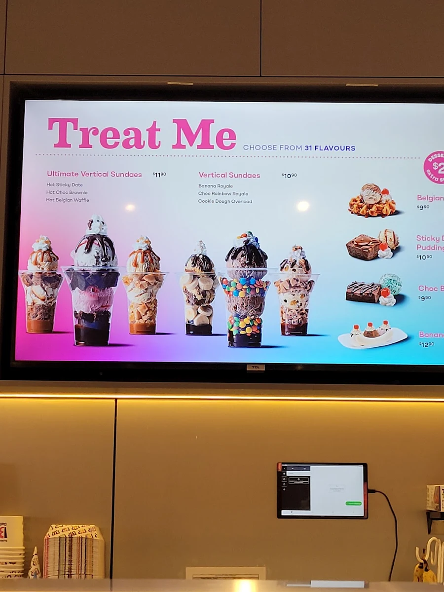 Menu, Baskin-Robbins Surfers Paradise