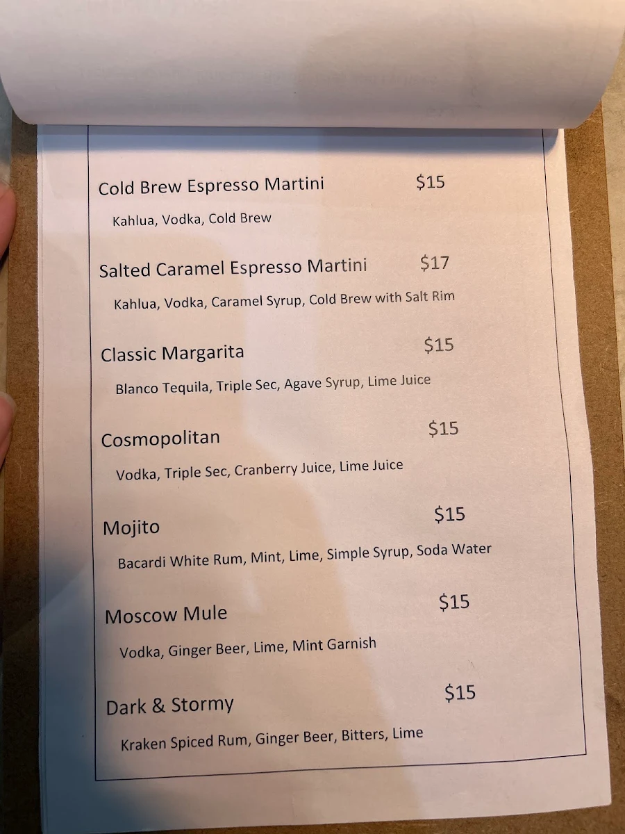 Menu, Black Cat Cocktails Wellington
