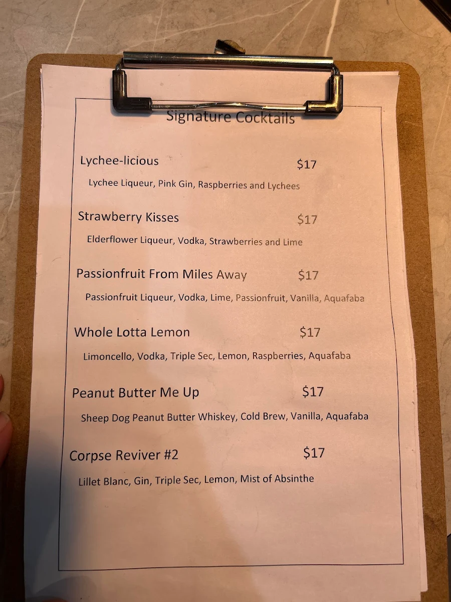 Menu, Black Cat Cocktails Wellington