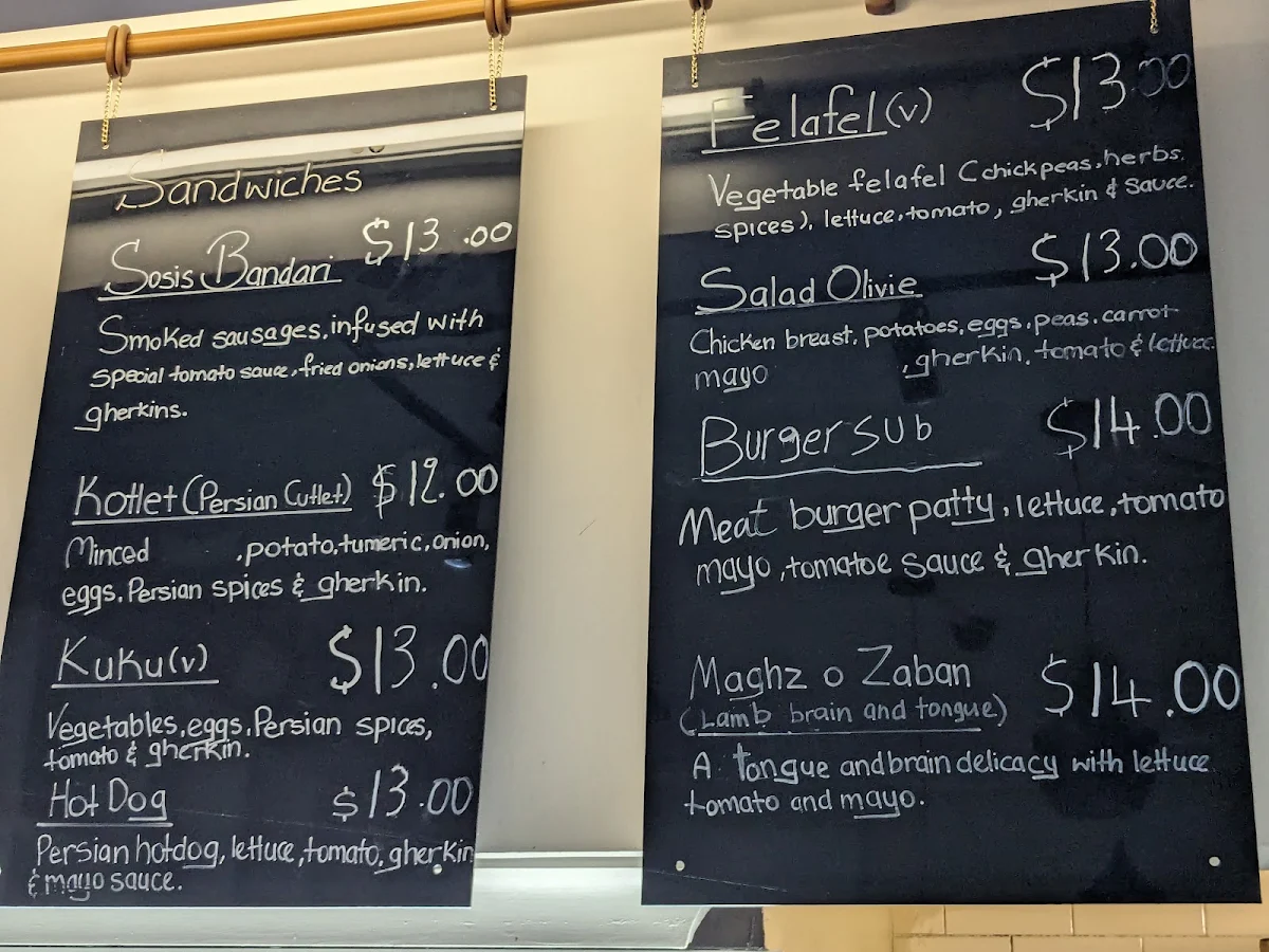 Menu, Bastani