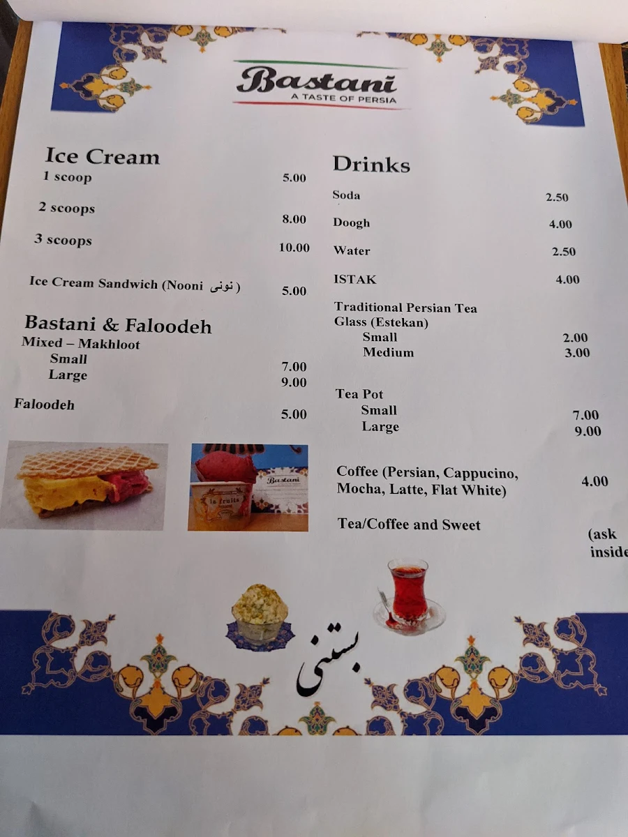 Menu, Bastani