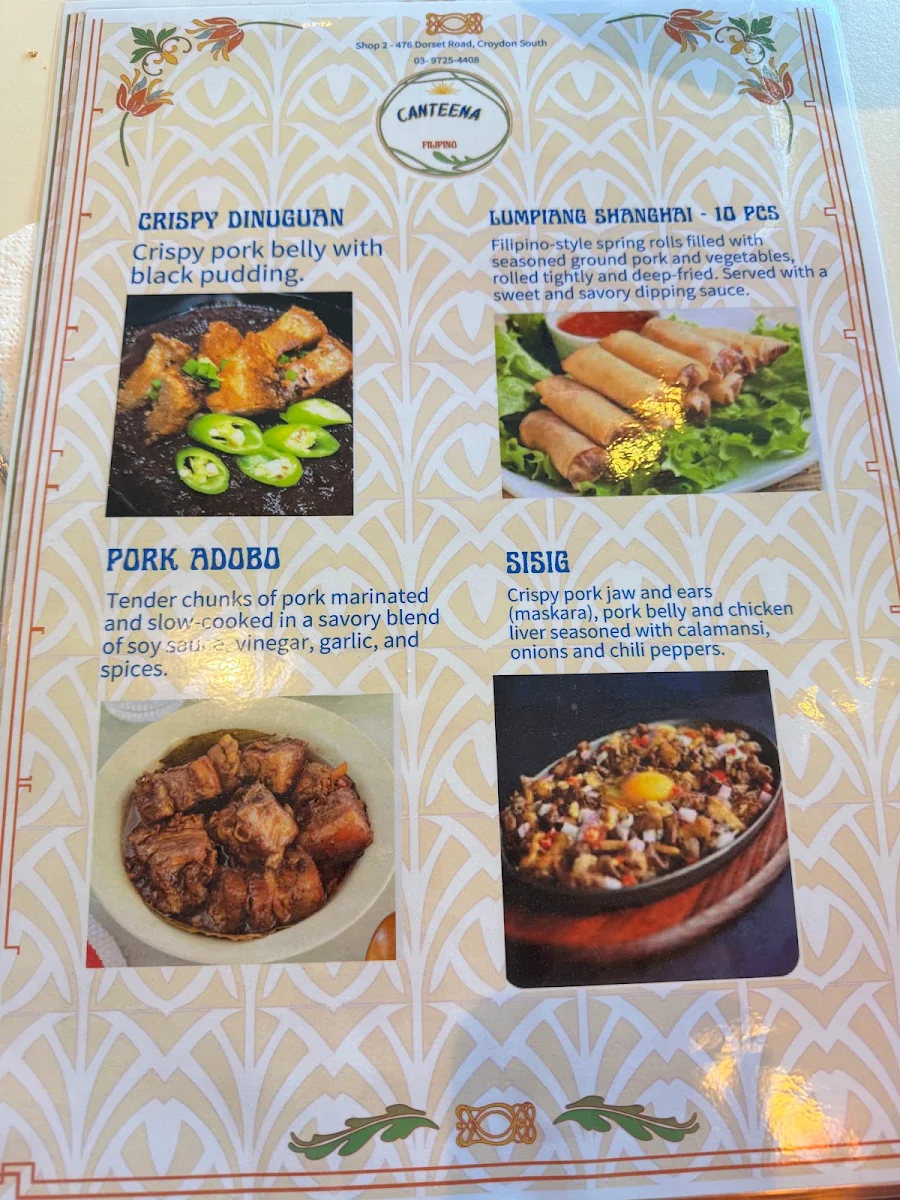 Menu, Pizza Stack Pizza & Canteena Filipino