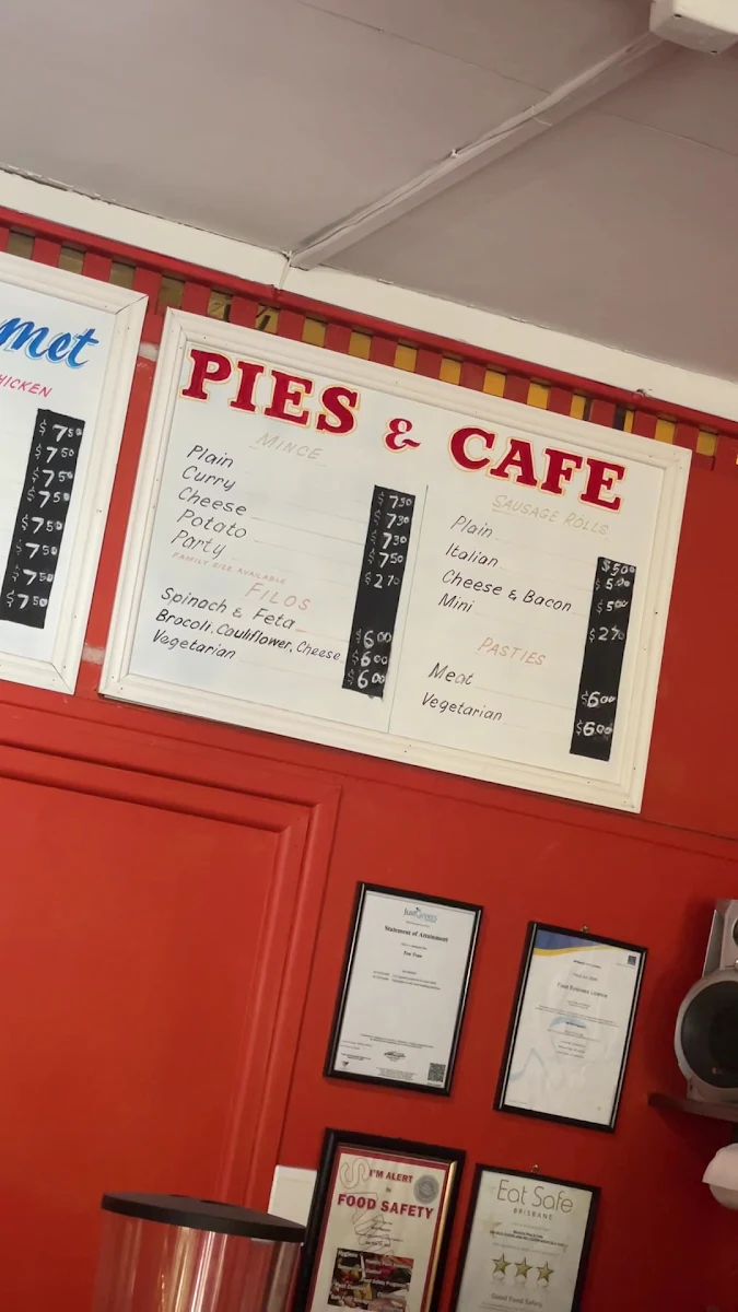 Menu, Muzza's Gourmet Pies & Cafe