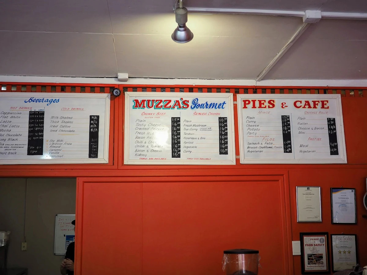 Menu, Muzza's Gourmet Pies & Cafe